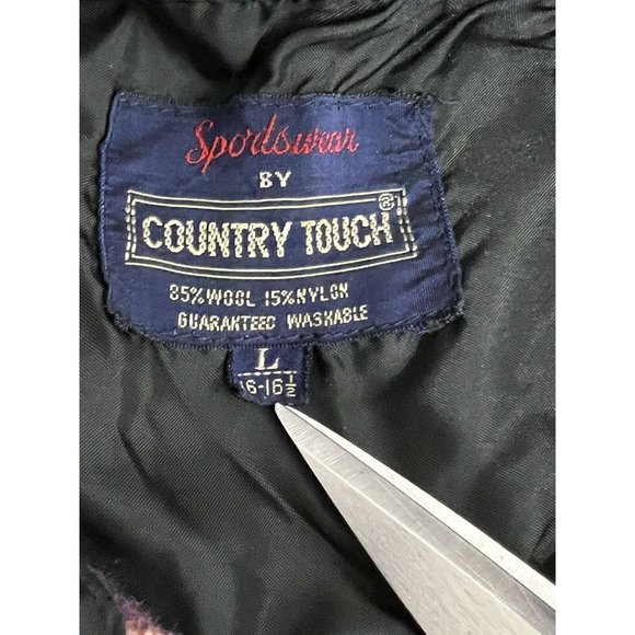 Vintage Flannel Plaid Shacket Jacket Wool Blend Shirt Men Sz L Pockets Grandpa - Picture 7 of 9